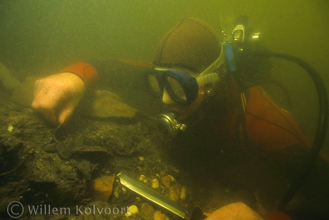 De vondst van een romeins schoentje bij Cuyk in de Maas.